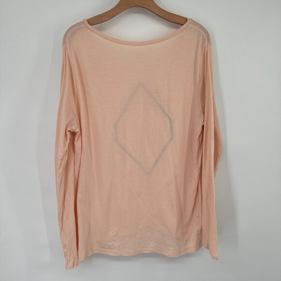 LOFT Outlet XL Peach Long Sleeve Top With Black Lace Diamond Design - Picture 8 of 8